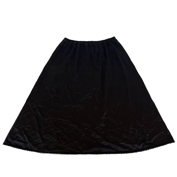Vintage Vanity Fair A-Line Black Half Slip Nylon Lace USA Made - Size L/28” - Picture 1 of 7